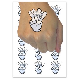 Gloved Cartoon Hand Wagging Finger No Temporary Tattoo Water Resistant Fake Body Art Set Collection - 15 2" Tattoos (1 Sheet)