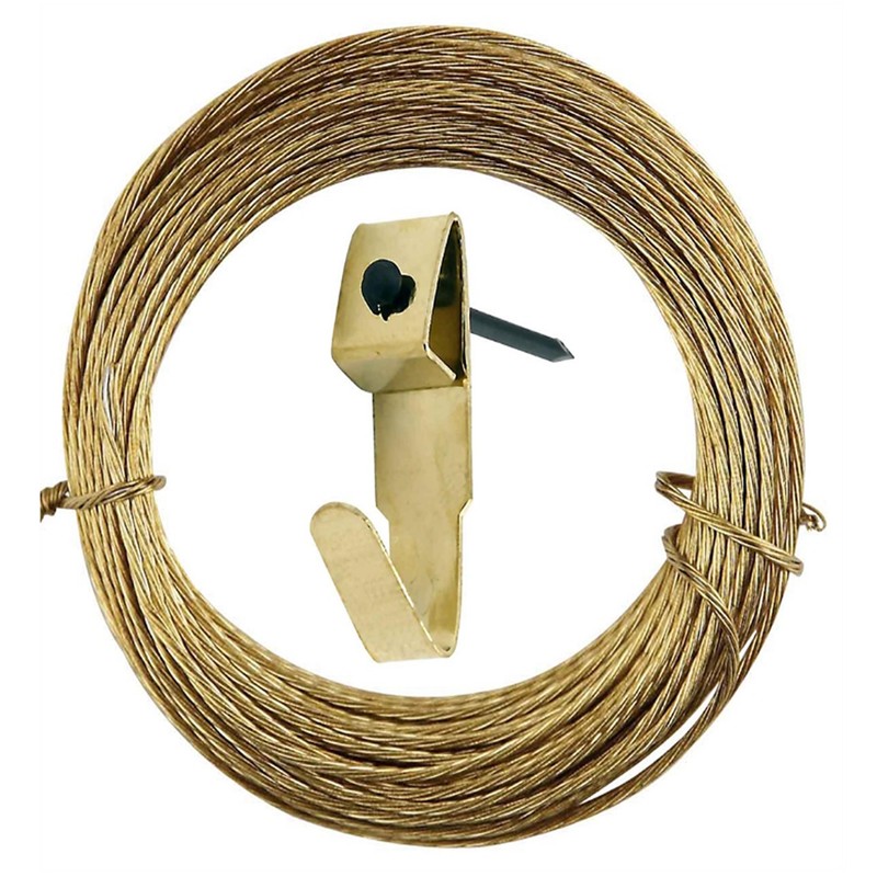 Aretro 19 Piece Medium Brass Plated Picture Hanging Kit Includes