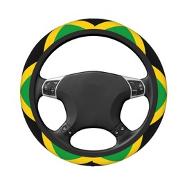 Jamaican Flag Steering Wheel Covers,Anti Slip Sweat Absorption Elasticity Car Accessories Steering Wheel Protector Universal 15 Inch for SUV Sedan Vans Trucks