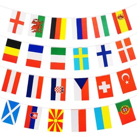 European Football Championship Bunting Flags,24 Countries Participating Teams Tournament Flag Bunting for Garden, Bar, Restaurant, Party Decoration
