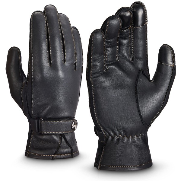 KEMIMOTO Driving Motorcycle Gloves Winter Gloves Black Cashmere Lined Texting