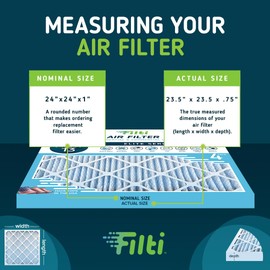 FILTI 24x24x1 Air Filter MERV 13 | Pleated Home Air Filter | HVAC AC Furnace Filter MADE IN USA (4 Pack)