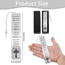 Spanish Bible Bookmark Gifts: Christian Metal Book Marks in Spanish, Religious Cross Page Marker, Inspirational Prayer Gifts with Box for Women Men Students School Office Supplies