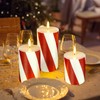 HN HAIINAA Christmas Red Stripes Glitter Flickering Flameless Candles, Battery