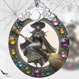 Stained Glass Christmas Decor - Christmas Ornaments - Christmas Tree Ornaments - Christmas Tree Decorations - Gift Exchange - Gift Ideas - Gifts for Christmas (Witch)