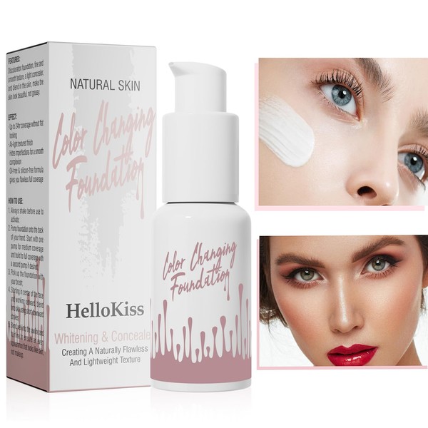 Color Changing Foundation, Base Nude Face Liquid Cover Concealer, Flawless