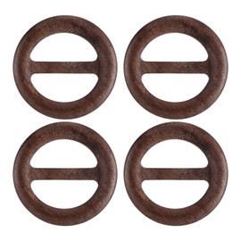 sourcing map 4 Pcs T-Shirt Clips, 50mm Wood Scarf Ring Clip Round Tie Circle Clip Buckle Fashion Clothes Corner Knotted Button for Women's Silk Clothing Decoration, Dark Brown