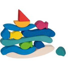 goki 58361 Building Blocks Water World Made of High-Quality Maple Wood Promotes Creativity and Fanatsy Harmonious Colour Design
