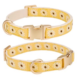 YUDOTE Woven Dog Collar with Metal Buckle Adjustable Jacquard Fall Dog Collars for Small Medium Large Dogs(Daisy,S)