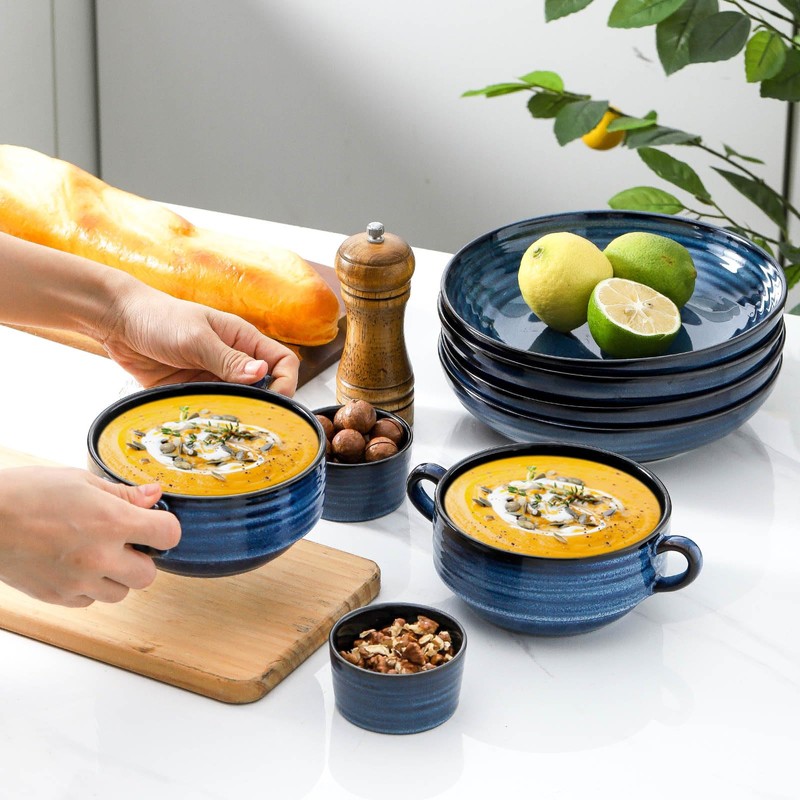 Hasense French Onion Soup Bowls with Handle, 24 oz Ceramic