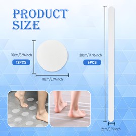 RYHHH 18 PCS Non-Slip Bath Stickers Shower Stickers, Round Non Slip Stickers,Non Slip Strips Pads,Transparent Anti Skid Strip, For Bath Tub, Stairs, Shower Room, Slippery Surfaces (Clear, 2 Styles)