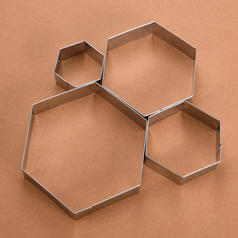 Regular Hexagon Cookie Cutter Set Large Stainless Steel Honeycomb Geometric