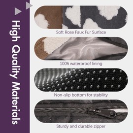 Faux Fur Dog Bed Covers – Ultra Soft Rose Velvet, Removable & Washable, Cozy & Durable,Large Pet Bed Cover Only (No Filling) – Gray, (Cloud Coffee Brown, 36" L x 24" W x 4" Th)