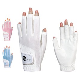 TYS-026 Women's Golf Gloves, Both Hands, Fingernails, Fingertip Cut, High Grip, Highly Breathable, PU Leather, Mesh Material