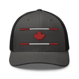 RIVEMUG NG Canada Maple Leaf Curved Bill Trucker Hat Mid Crown Adjustable Snapback Cap Charcoal/Black