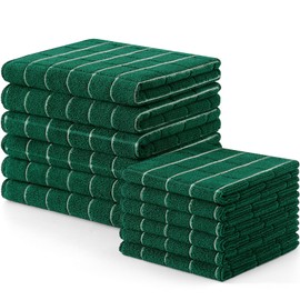 Homaxy Microfiber Kitchen Towels and Dishcloths Set, 12 Pack Soft and Absorbent Dish Hand Towels Bulk, 28 x 16 Inch & 12 x 12 Inch Quick Drying Rags for Washing Dishes, Dark Green