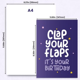 Rude Birthday Card for Her - Funny Offensive Birthday Card Women 'Clap Your Flaps' - Inappropriate Rude Card for Sister, Best Friend, Colleague