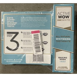 Active Wow Teeth 24K White Premium Whitening Kit, Toothpaste, Pen, Sealed