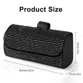 Accmor Accmor Bling Sunglasses Holder for Car Sun Visor, Sparkling Auto Glasses Clip Case Eyeglasses Protective Box, PU Leather Car Sunglass Storage Organizer for Truck, SUV, RV (Black Crystal)
