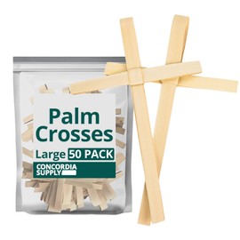 Concordia Supply Palm Crosses - 7" x 4.5" Dried African, Hand Held Cross Made with Palm Leaves for Palm Sunday, Easter, Children's Ministry & Other Church Events (Large, Pack of 50)