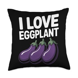 I Love Eggplant Funny Vegetable Humor Throw Pillow