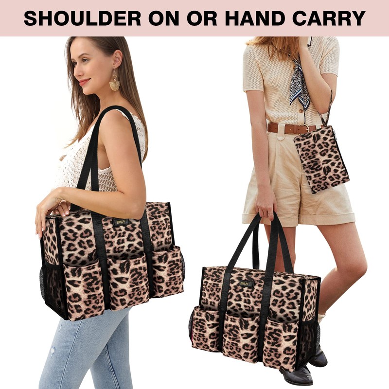 IBFUN Utility Tote Bag with 14 Exterior Interior Pockets Zip