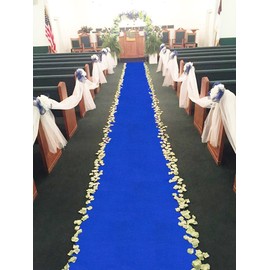 3 x 15 ft Aisle Runners Wedding Accessories 2mm Blue Aisle Runner Carpet Rugs for Step and Repeat Display, Ceremony Parties and Events Indoor or Outdoor Decoration 3ft Wide x 15 feet Long