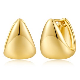 INNERDIVA Klobige Goldene Tropfen-Creolen für Frauen Breite Goldene Huggie-Ohrringe Zierliche Minimalistische Hypoallergene Ohrringe