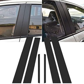 Xotic Tech Carbon Fiber Style Car Window Pillar Post Trim Decal Sticker Compatible with Honda Accord Sedan 2013-2017