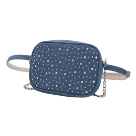 Denim Fanny Pack for Women Waist Belt Bag with Adjustable Strap & Chain Sparkle Studded Crystal Waist Crossbody Purse