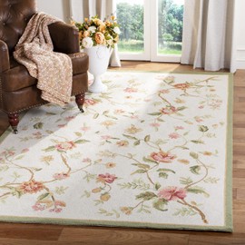 SAFAVIEH Chelsea Collection Area Rug - 5'3" x 8'3", Ivory, Hand-Hooked French Country Wool, Ideal for High Traffic Areas in Living Room, Bedroom (HK263A)