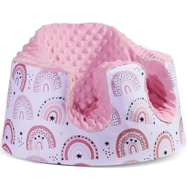 BOMOLOUR Seat Cover Compatible with Bumbo and Nuby Seat, Removable Breathable Baby Floor Seat Cover for Boys and Girls, Seat Not Included (Pink Rainbow)