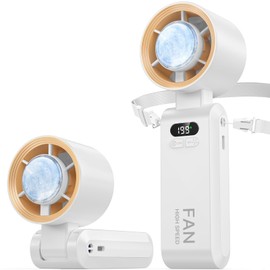 Kimguard 2 Pack Handheld Portable Turbo Fan with Ice Cooler, Speed (1-199) 5500mAh*2 Rechargeable Personal Fan,[20H Cooling Time] Mini Yet Powerful, Small Pocket Fans for Travel/Outdoor/Office, White