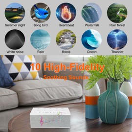 BIGMONAT Adult White Noise Machine, USB Charging Portable White Noise Machine Suitable for Office Privacy and Noise Reduction, with 10 Natural Sounds. (Classic White)