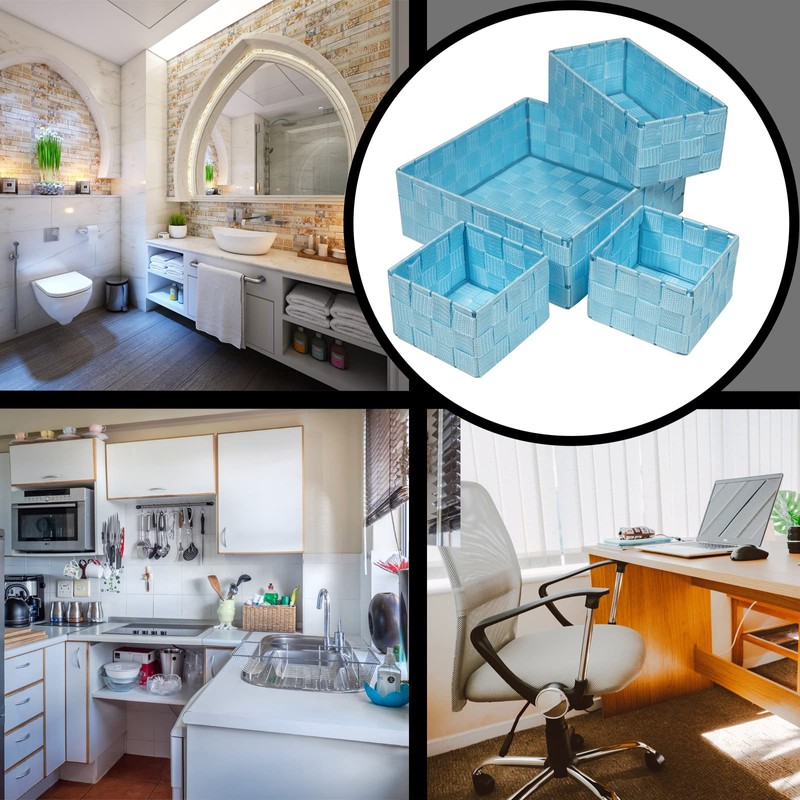 DRULINE Set of 4 Silk Storage Baskets Bathroom Basket Decorative