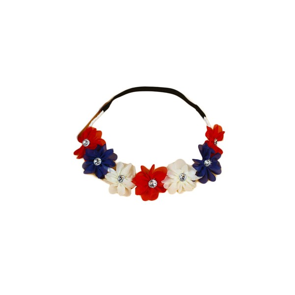 Patriotic Headband Flower Crown Floral Garland Flag Hair Wreath for
