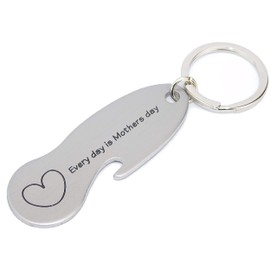 Mothers Day Gift for Her Shopping Cart Coin Keychain Friend Gifts Quarter Holder Key Ring Aldis Mother Daughter Grandmother - "Every Day is Mothers Day" - Metallic