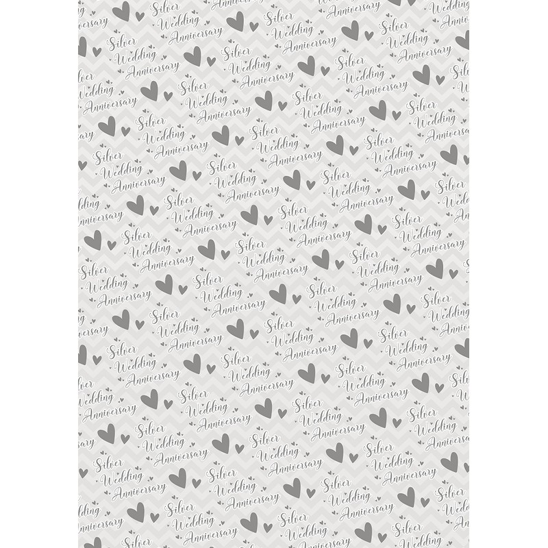 2 Sheets 25th Wedding Anniversary Wrapping Paper Silver Wedding Anniversary