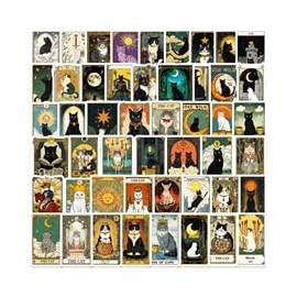 Tarot Stickers for Water Bottle,50 PCS Tarot Cat Nordic Style Scrawl Stickers Pack for Guitar Suitcase Laptop Phone Luggage,Waterproof Vinyl Stickers for Teens Girls Children Party Favors