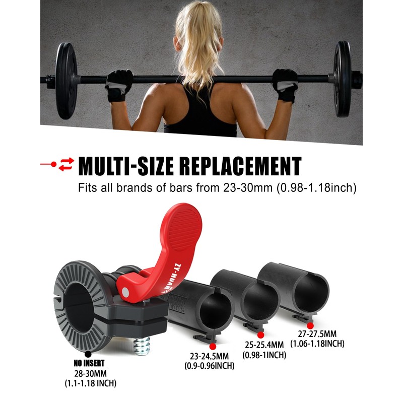 ZY-HUAN Barbell Clips 1 inch Barbell Clamps 0.9-1.18inch Quick Release