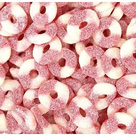 SweetGlob Sour Gummy Rings Candy (Strawberry, 2 Pound)