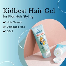 HealthBest Kids Hair Styling Gel for Boys & Girls (Daily Use) with Non Toxic Organic Argan Oil, Drumstick Tree Oil & Kertine, Hair Growth, Damaged Hair, Tear, Paraben, SLS free, 50ml