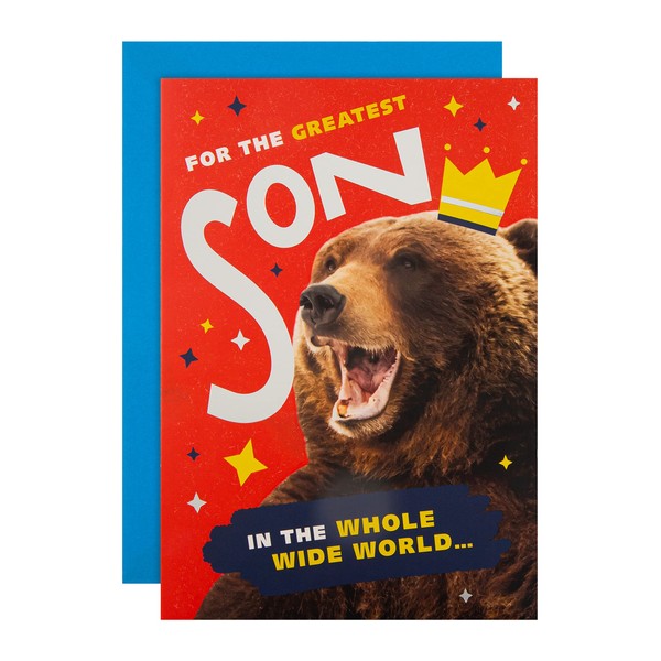 Hallmark Birthday Card for Son - Funny King Bear Design