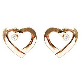 ACCESSORIESFOREVER Women Valentines Jewelry Crystal Rhinestone Chic Open Heart Earrings E927 Gold