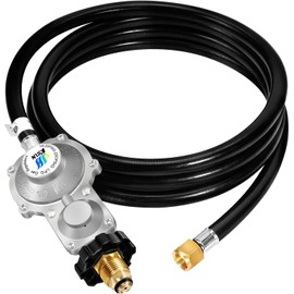 GGC 5FT Two Stage Propane Regulator with Hose, Standard POL Connection to 20-100 lb Propane Tanks, 3/8in Female Flare Fitting for Grill, Heaters, Gas Generator