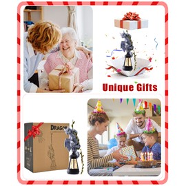 Solar Dragon Outdoor Statues for Garden: Outside Hanging Climbing Sculptures with Lantern Decor for Yard Art Porch Balcony - Birthday Gifts for Grandma Mom Women