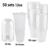 Qsqwsuye 50 Set 12 oz Disposable Clear Plastic Cups with