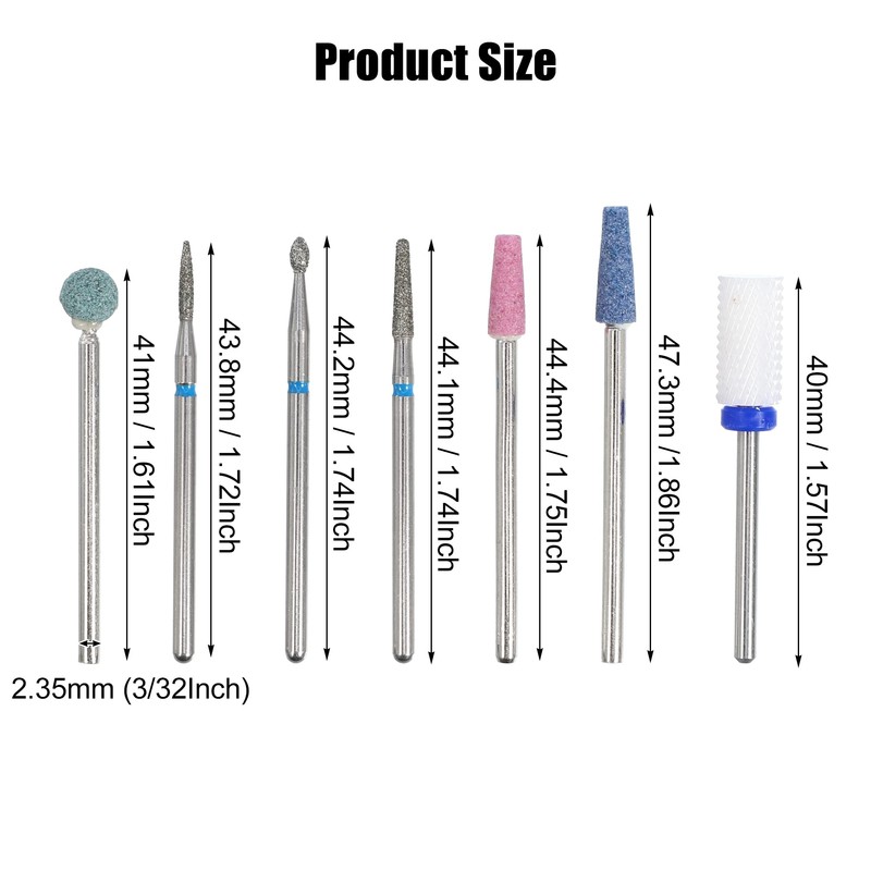VOCOSTE 7pcs Emery Nail Drill Bit Set for Acrylic Nail