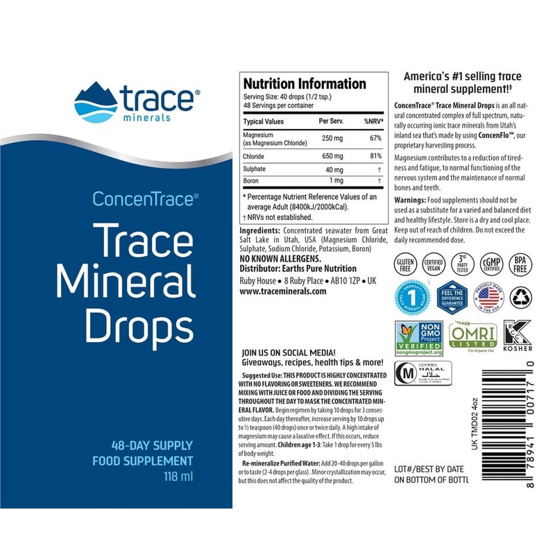 Trace Minerals ConcenTrace Mineral Drops | 118ml, 48 Servings |