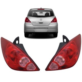 ALLIGATOR AUTO LIGHTS Replacement for Nissan Versa HB 2007-2010 2011 2012 Halogen Tail Light Assembly Set with Bulbs, Left & Right Side, 26555-EM30A, 26550-EM30A / NI2800181, NI2801181 CAPA Certified